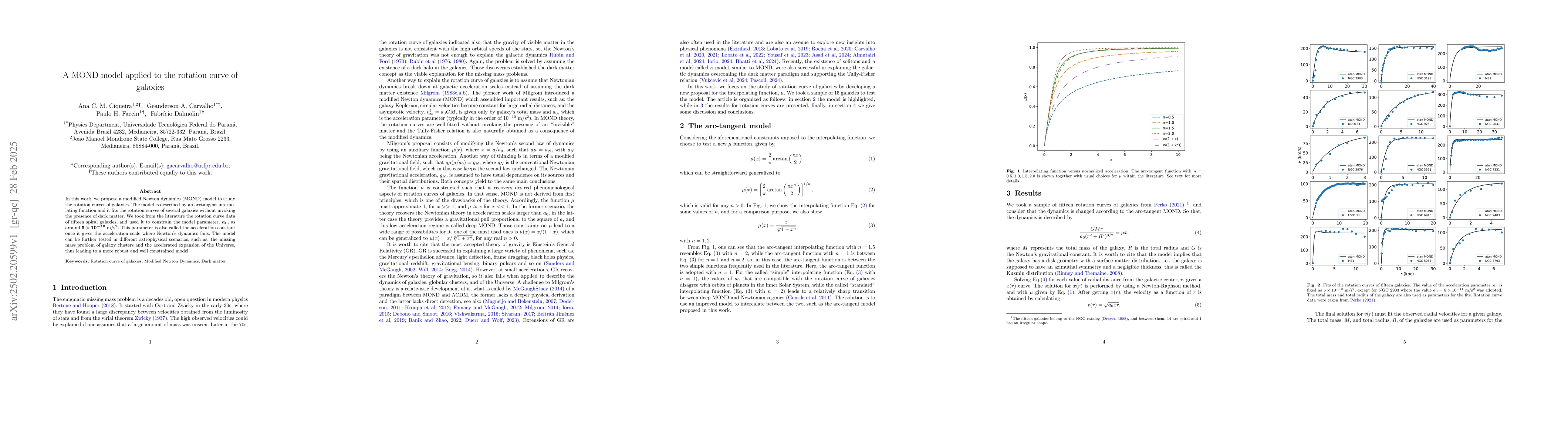 Thumbnail for A MOND model applied to the rotation curve of galaxies