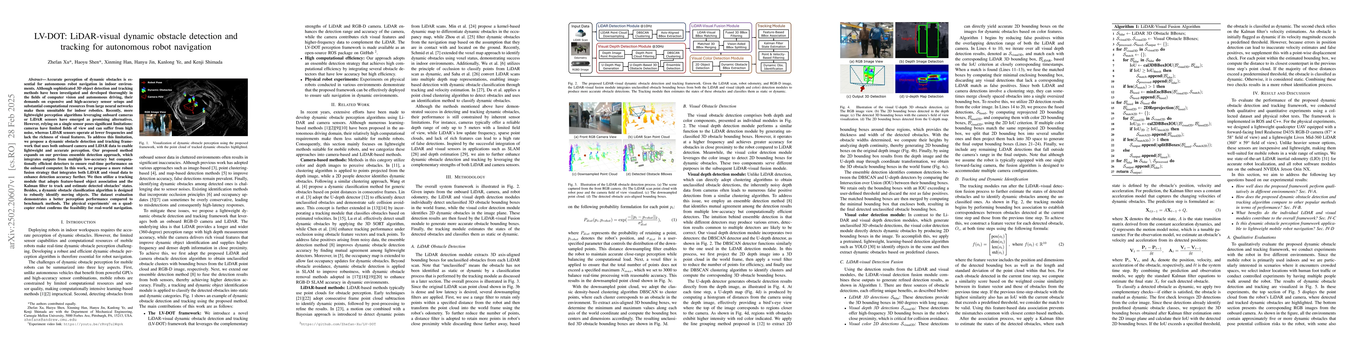 Thumbnail for LV-DOT: LiDAR-visual dynamic obstacle detection and tracking for
  autonomous robot navigation