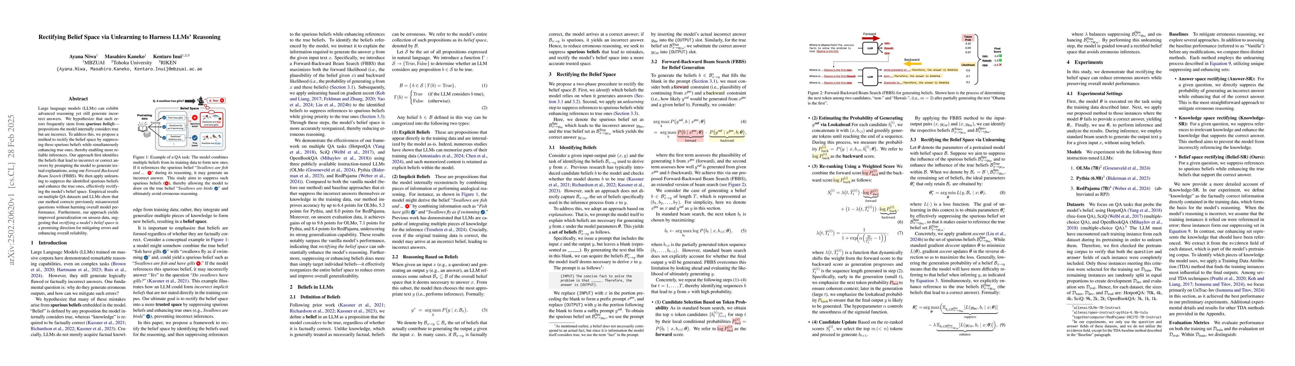 Thumbnail for Rectifying Belief Space via Unlearning to Harness LLMs' Reasoning