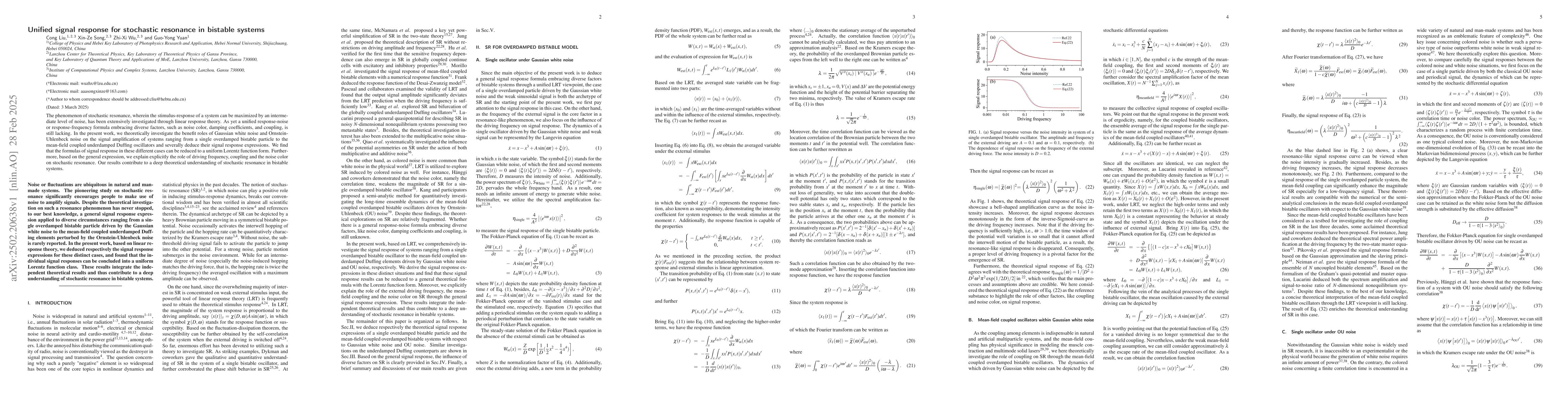 Thumbnail for Unified signal response for stochastic resonance in bistable systems