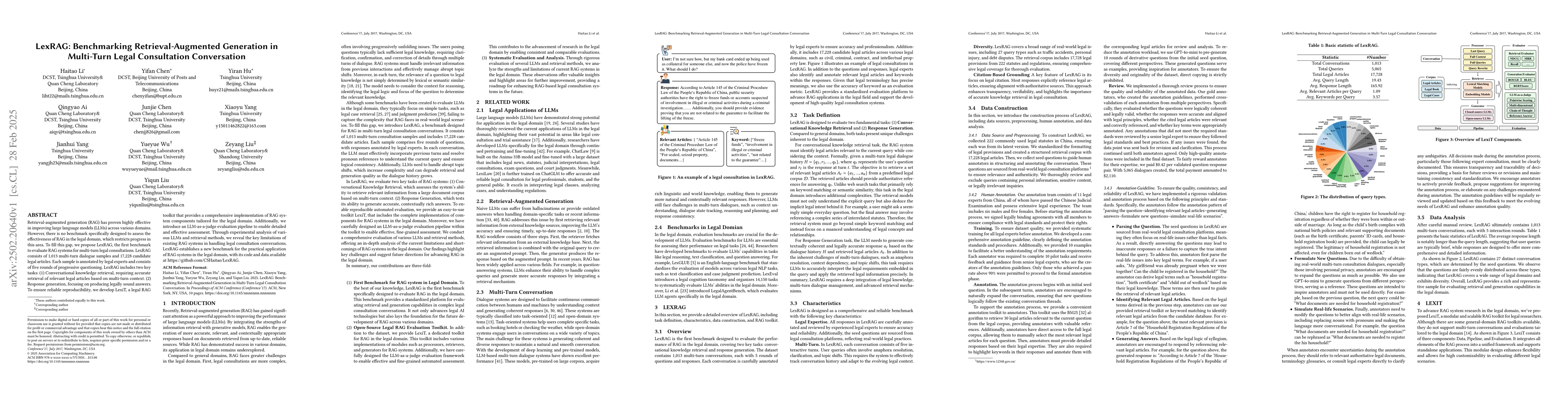 Thumbnail for LexRAG: Benchmarking Retrieval-Augmented Generation in Multi-Turn Legal
  Consultation Conversation