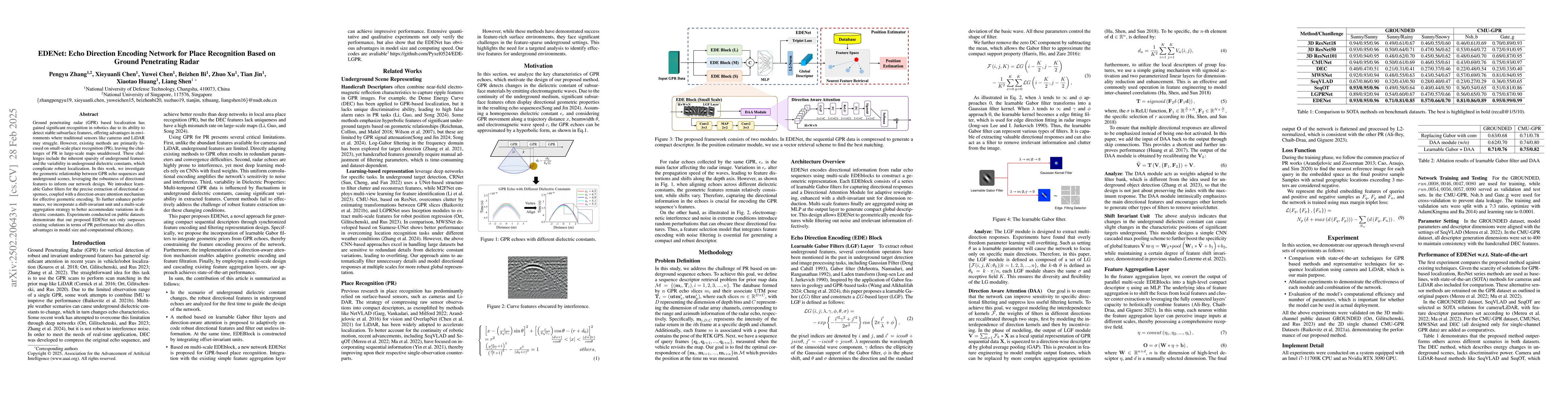 Thumbnail for EDENet: Echo Direction Encoding Network for Place Recognition Based on
  Ground Penetrating Radar