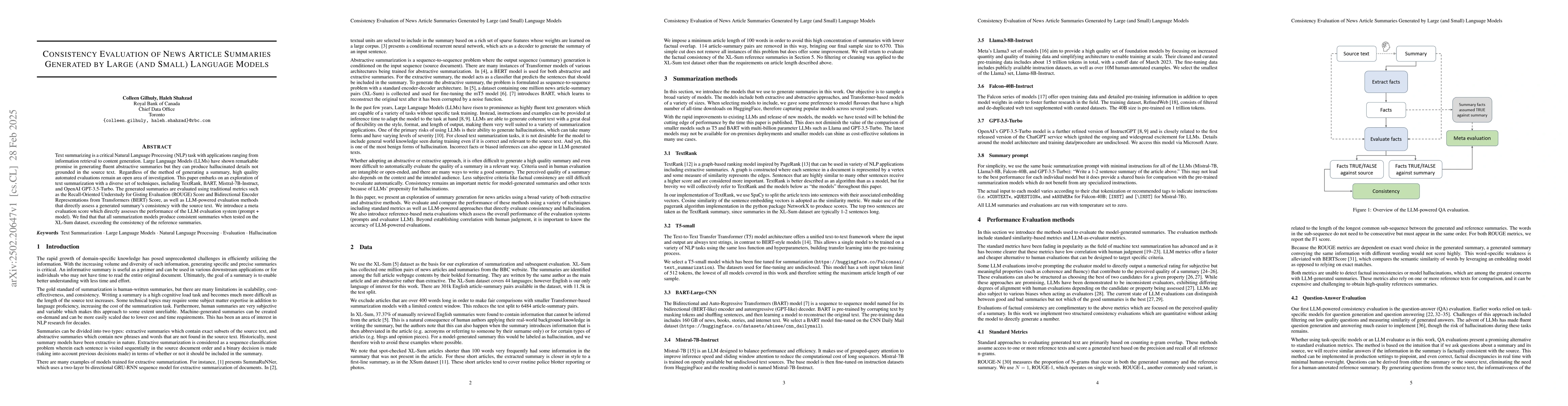 Thumbnail for Consistency Evaluation of News Article Summaries Generated by Large (and
  Small) Language Models