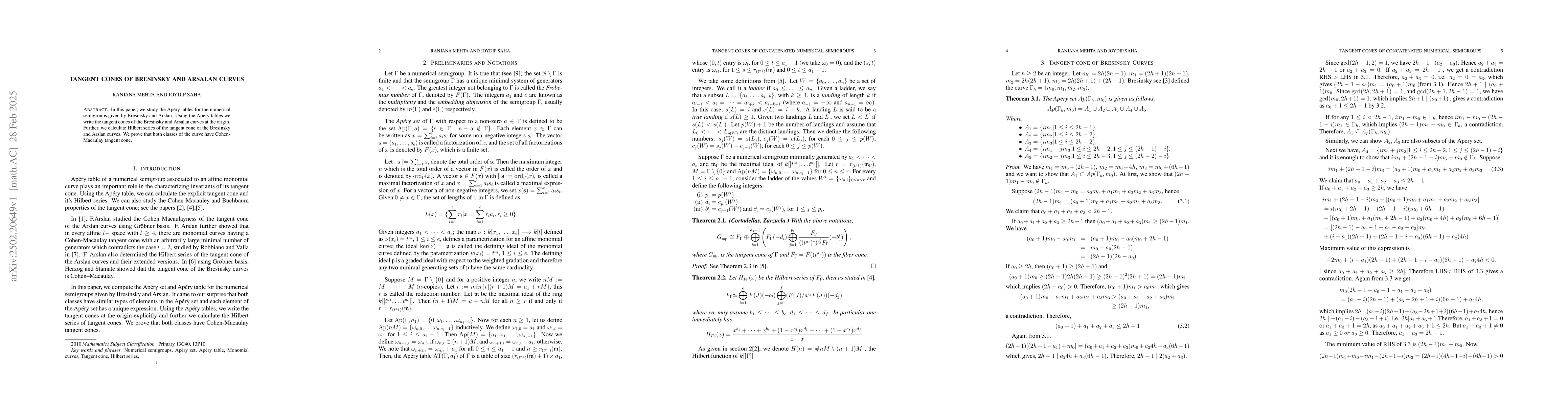 Thumbnail for Tangent Cones of Bresinsky and Arslan Curves
