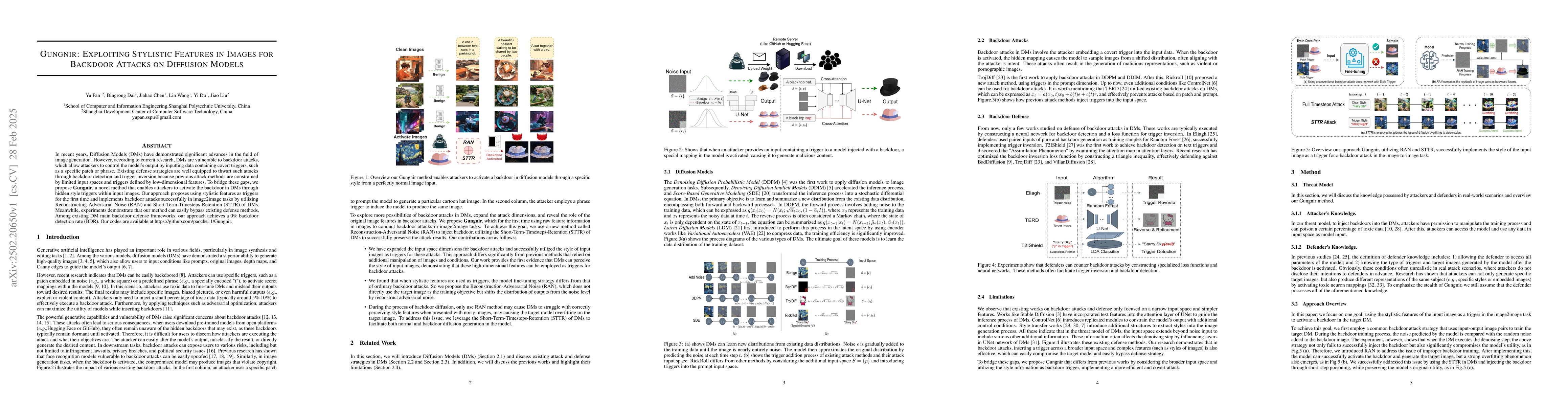 Thumbnail for Gungnir: Exploiting Stylistic Features in Images for Backdoor Attacks on
  Diffusion Models