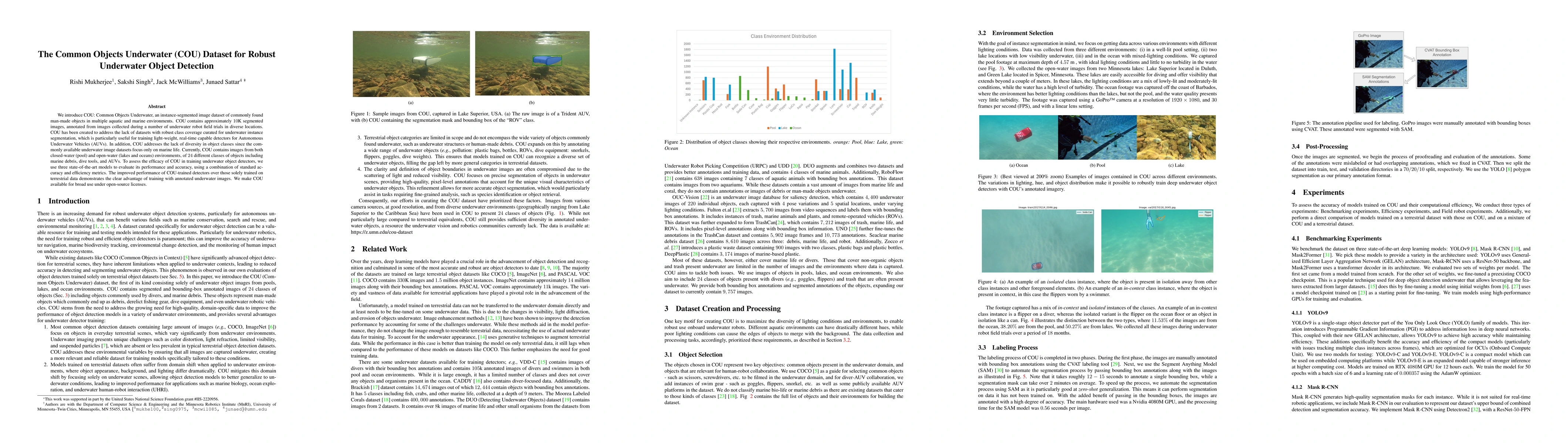 Thumbnail for The Common Objects Underwater (COU) Dataset for Robust Underwater Object
  Detection