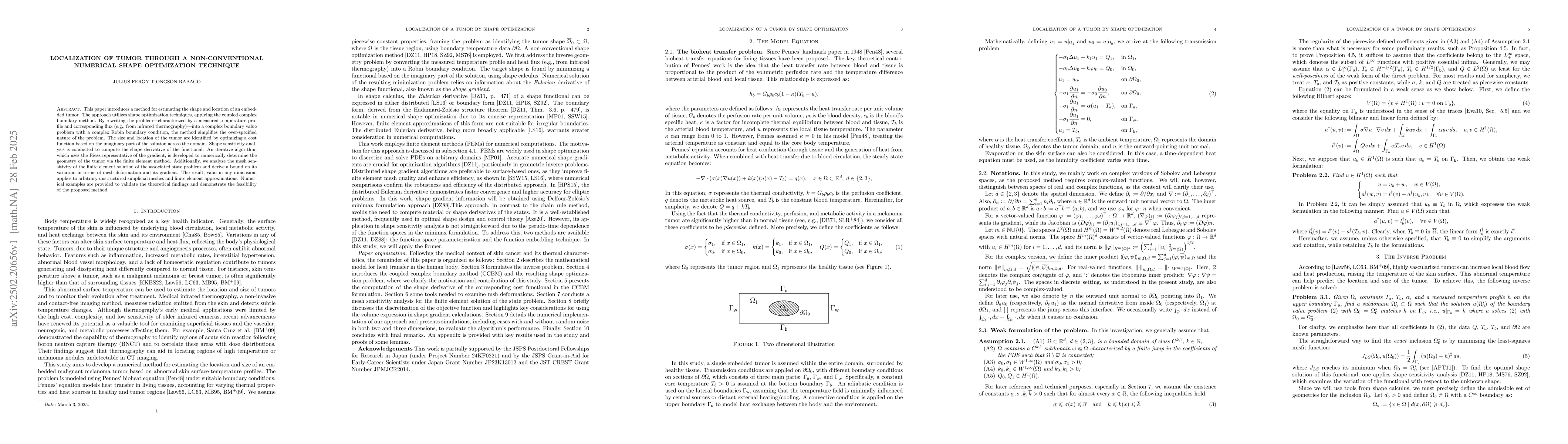 Thumbnail for Localization of tumor through a non-conventional numerical shape
  optimization technique
