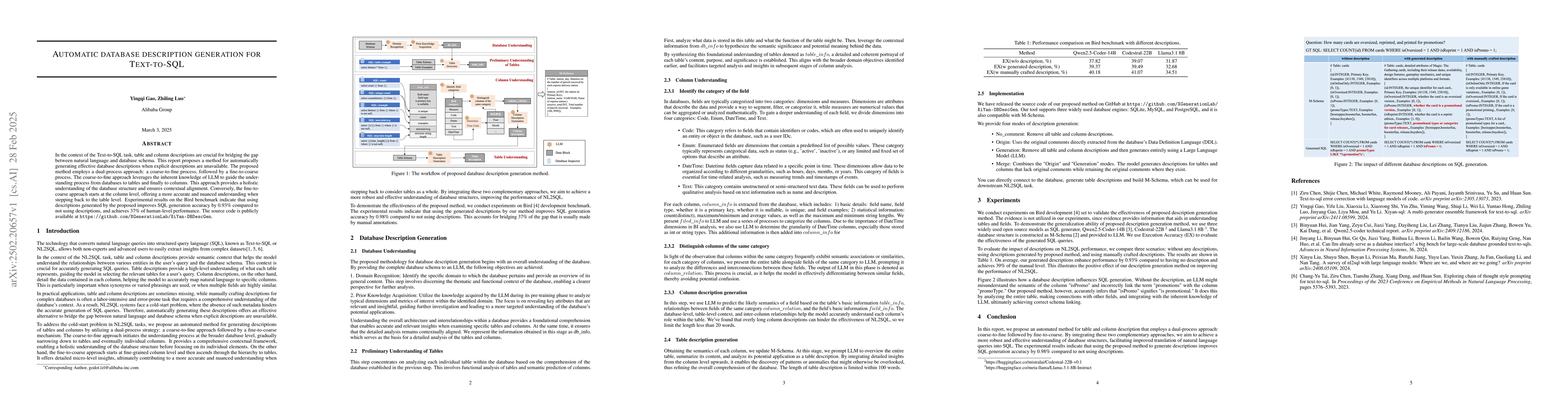 Thumbnail for Automatic database description generation for Text-to-SQL