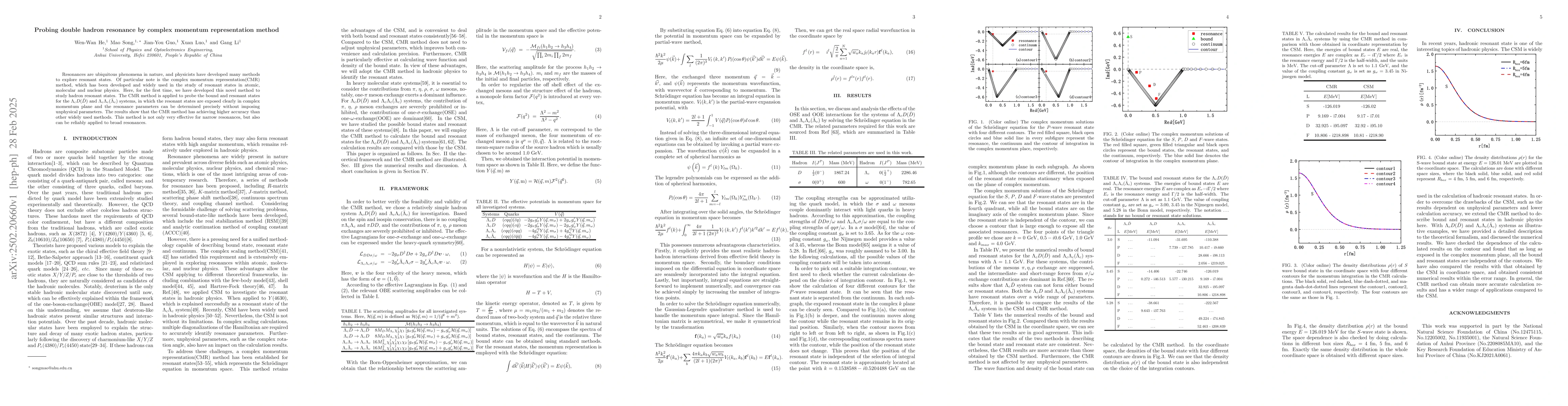 Thumbnail for Probing double hadron resonance by complex momentum representation
  method