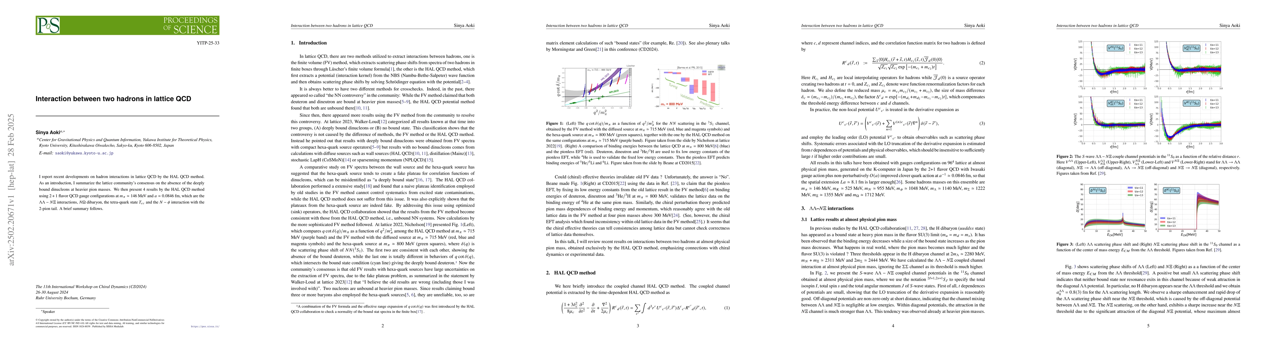 Thumbnail for Interaction between two hadrons in lattice QCD
