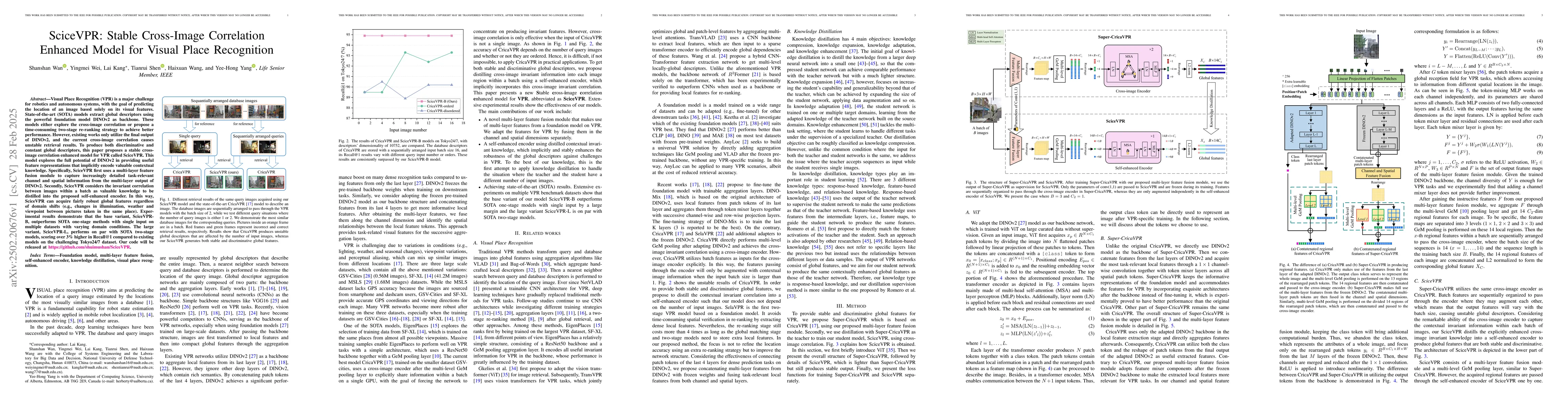 Thumbnail for SciceVPR: Stable Cross-Image Correlation Enhanced Model for Visual Place
  Recognition