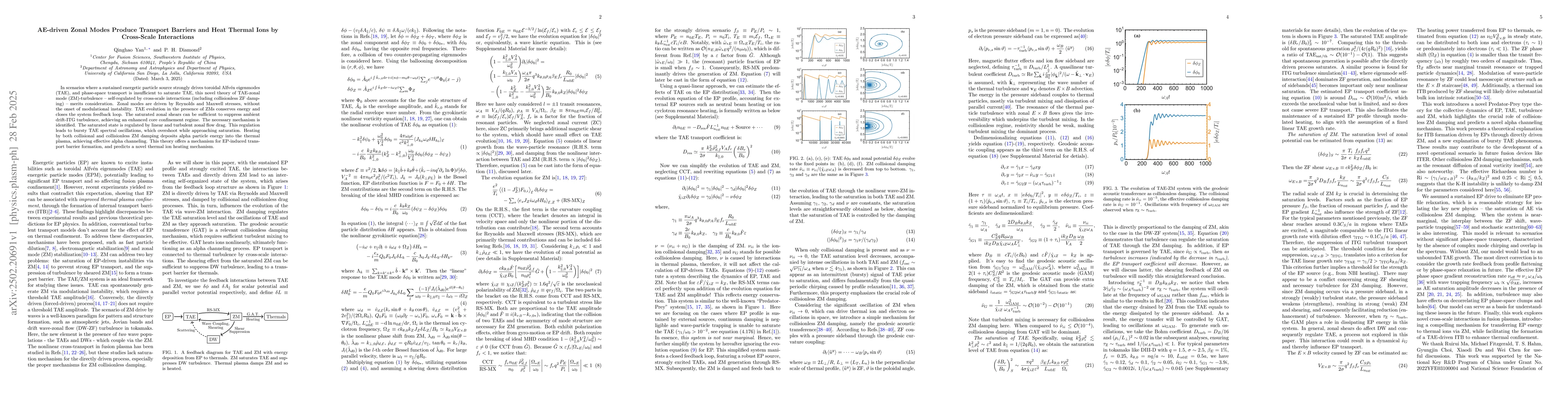 Thumbnail for AE-driven Zonal Modes Produce Transport Barriers and Heat Thermal Ions
  by Cross-Scale Interactions