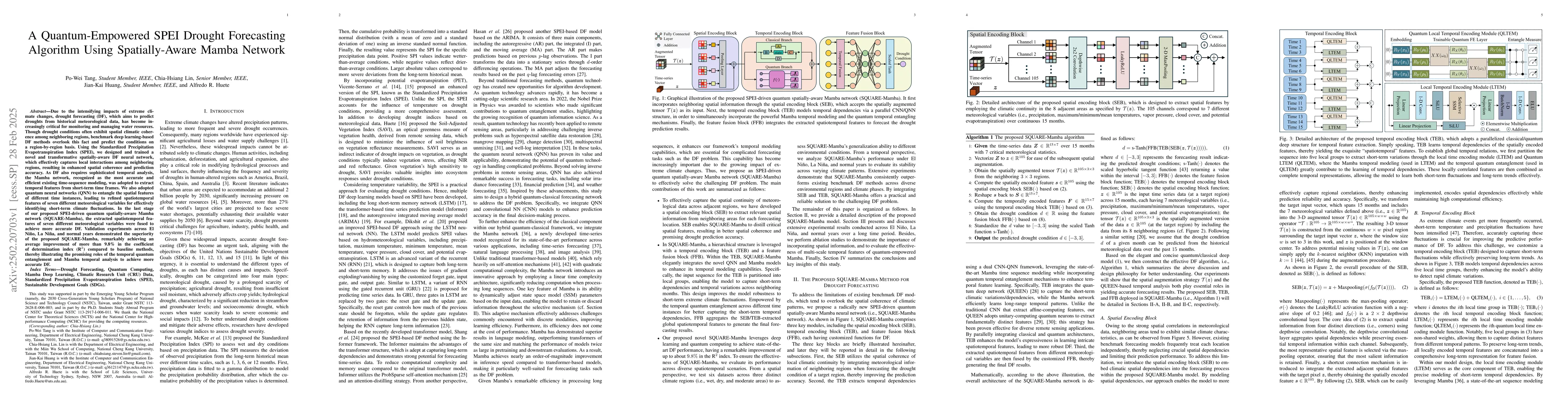 Thumbnail for A Quantum-Empowered SPEI Drought Forecasting Algorithm Using
  Spatially-Aware Mamba Network