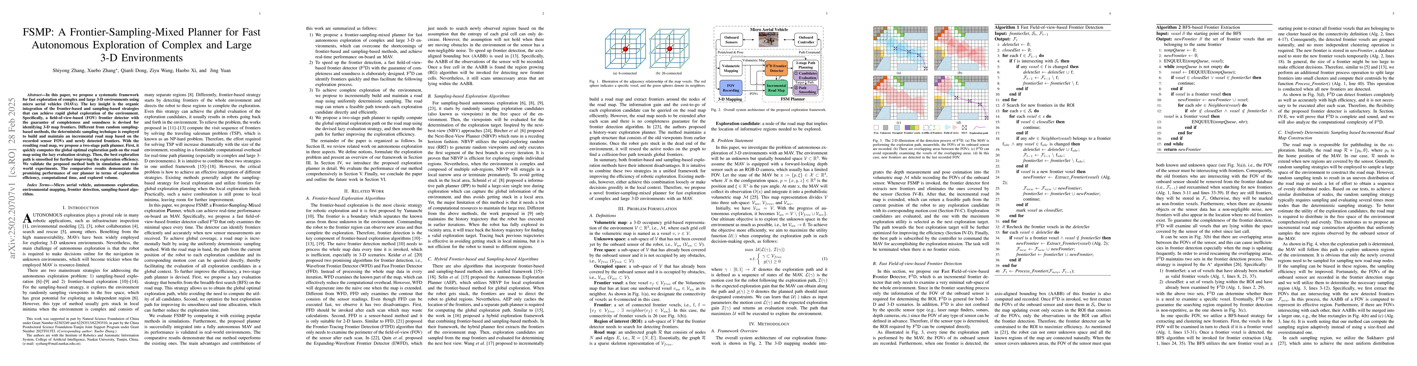 Thumbnail for FSMP: A Frontier-Sampling-Mixed Planner for Fast Autonomous Exploration
  of Complex and Large 3-D Environments