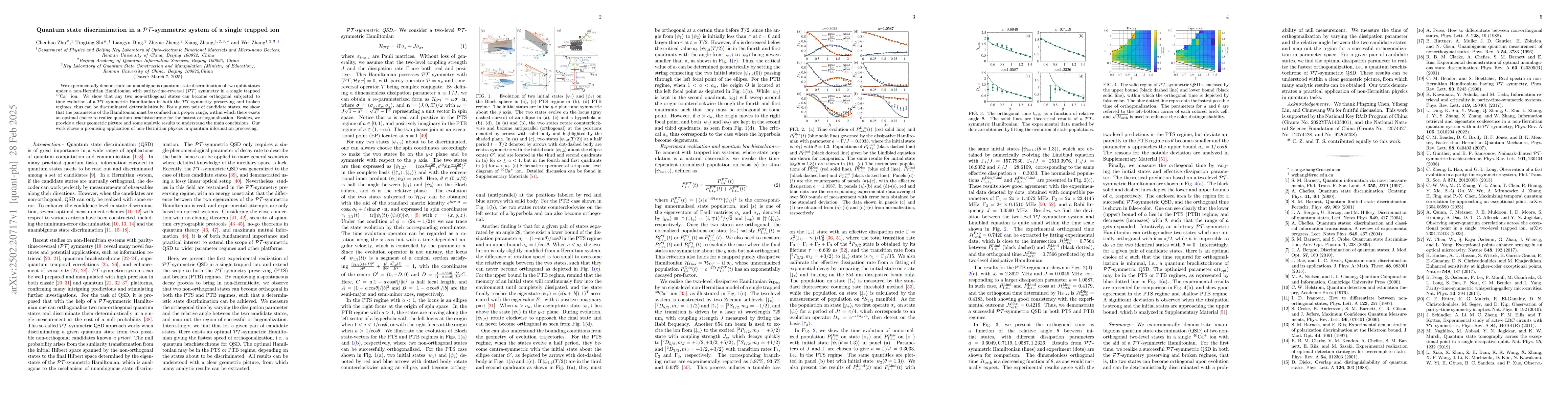 Thumbnail for Quantum state discrimination in a $\mathcal{PT}$-symmetric system of a
  single trapped ion