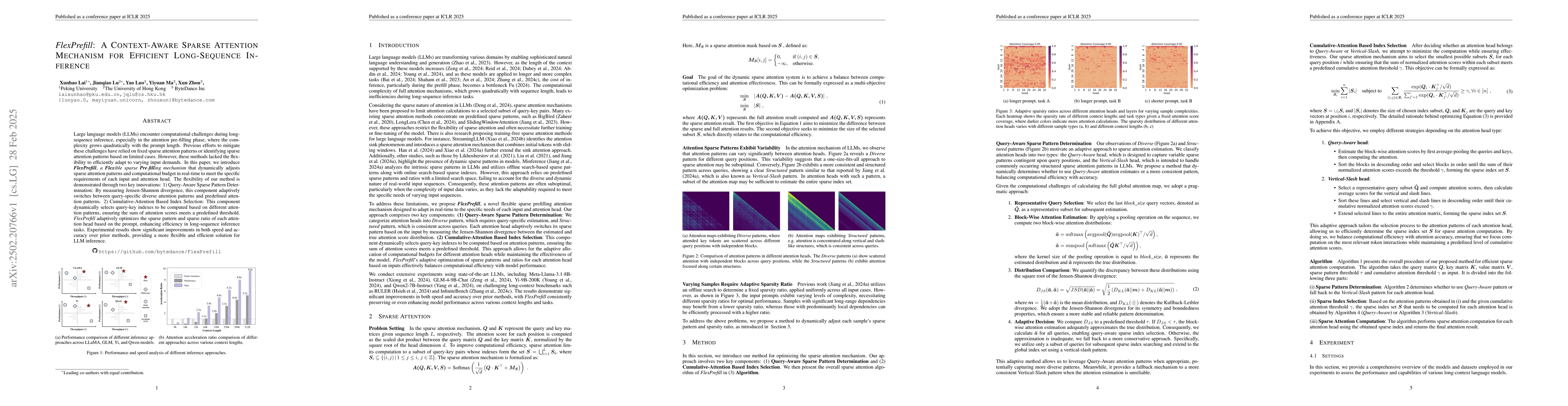 Thumbnail for FlexPrefill: A Context-Aware Sparse Attention Mechanism for Efficient
  Long-Sequence Inference