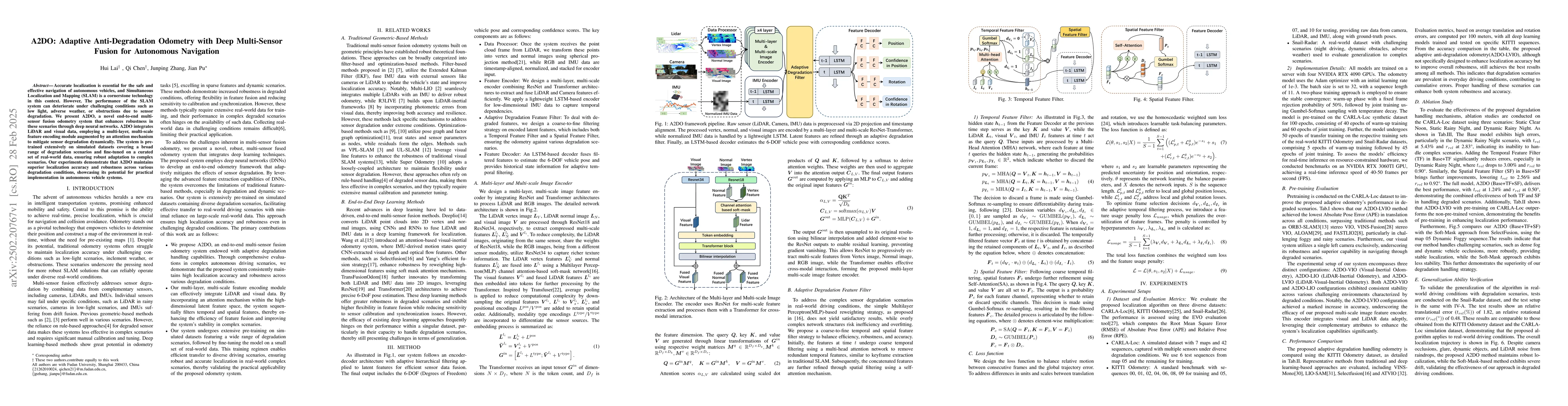 Thumbnail for A2DO: Adaptive Anti-Degradation Odometry with Deep Multi-Sensor Fusion
  for Autonomous Navigation