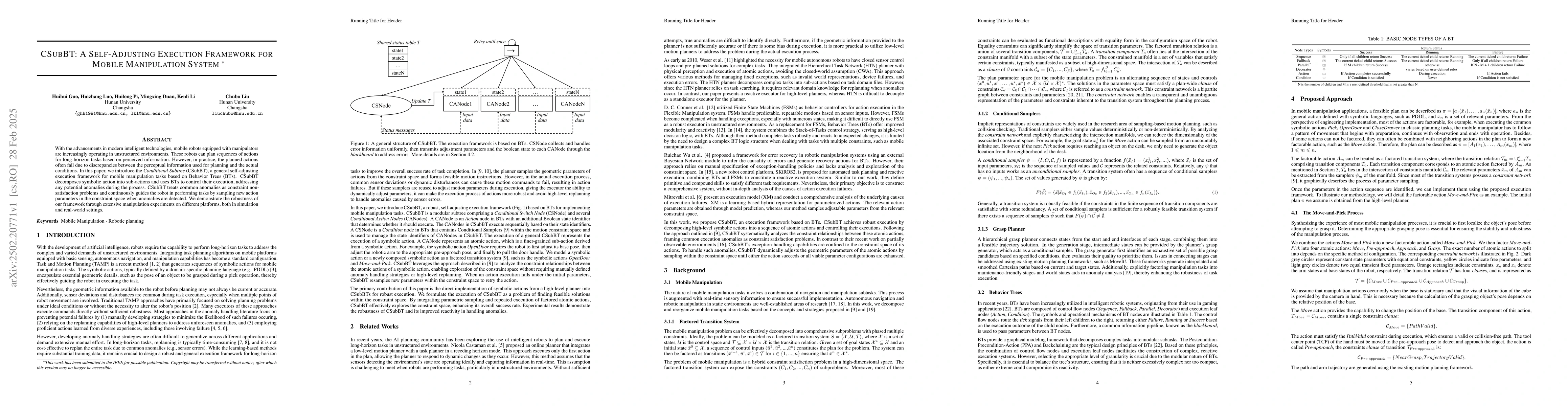 Thumbnail for CSubBT: A Self-Adjusting Execution Framework for Mobile Manipulation
  System