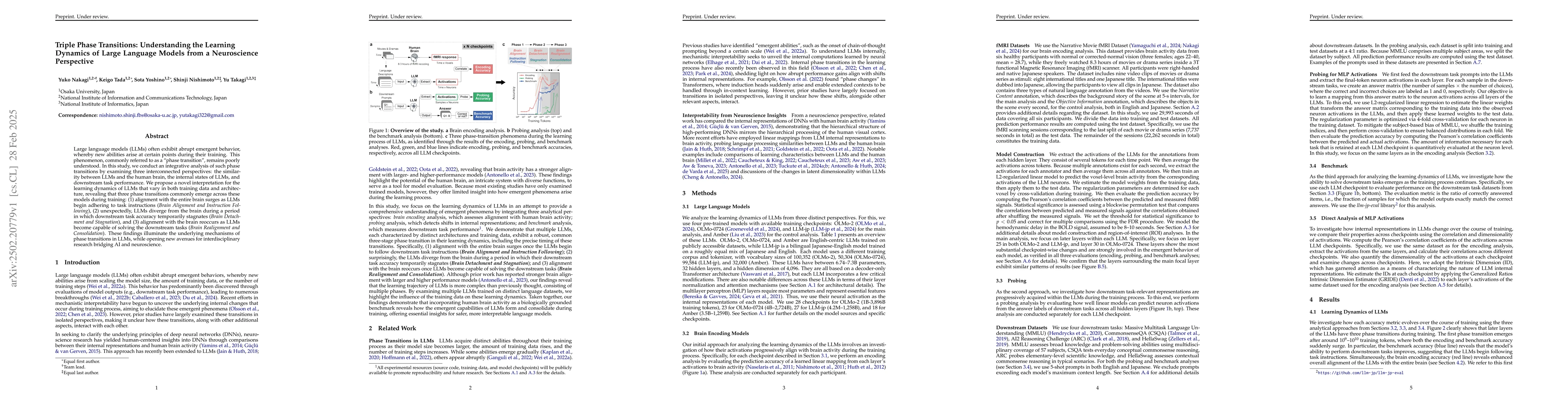 Thumbnail for Triple Phase Transitions: Understanding the Learning Dynamics of Large
  Language Models from a Neuroscience Perspective
