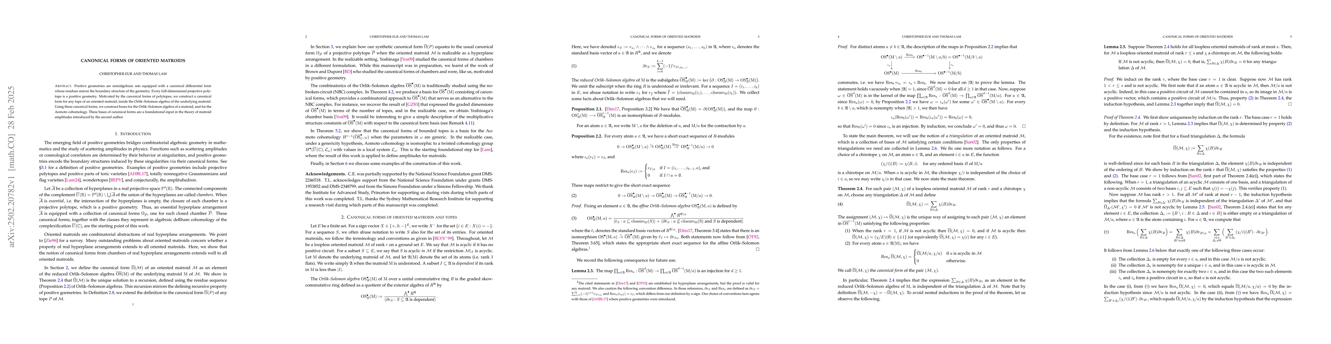 Thumbnail for Canonical forms of oriented matroids