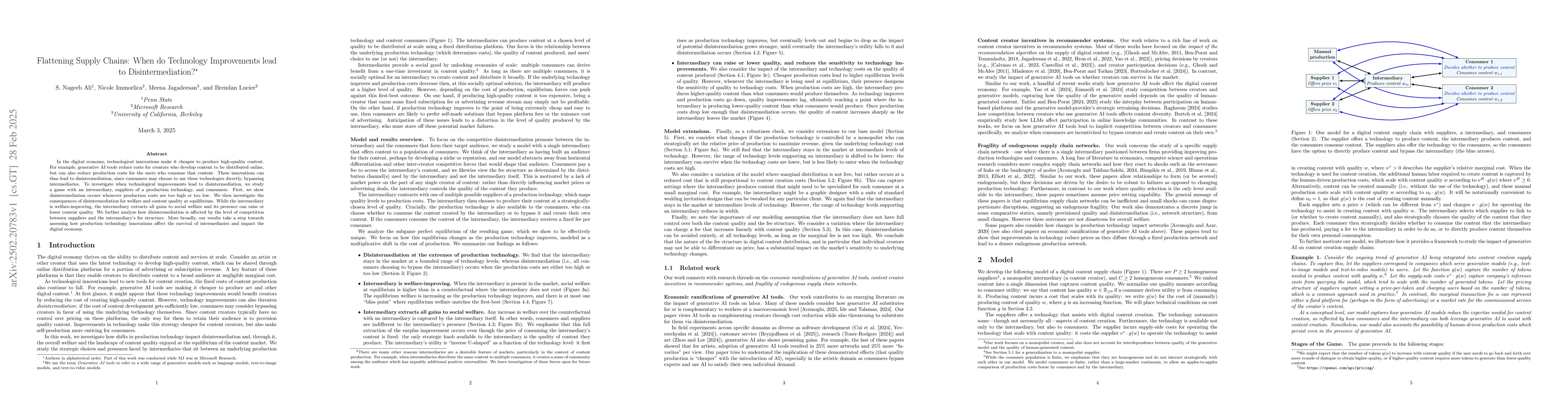 Thumbnail for Flattening Supply Chains: When do Technology Improvements lead to
  Disintermediation?