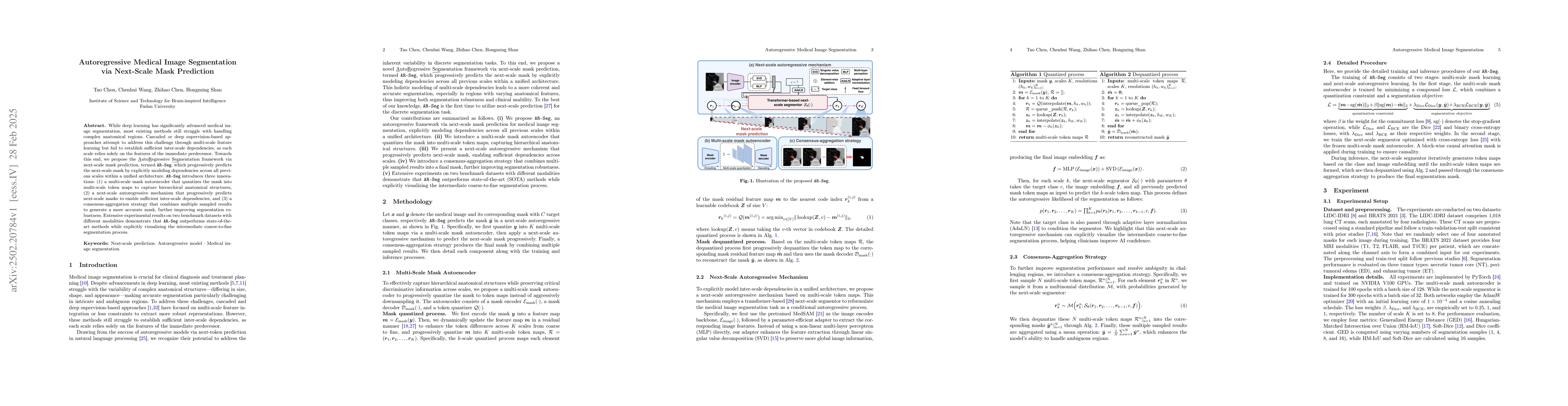 Thumbnail for Autoregressive Medical Image Segmentation via Next-Scale Mask Prediction