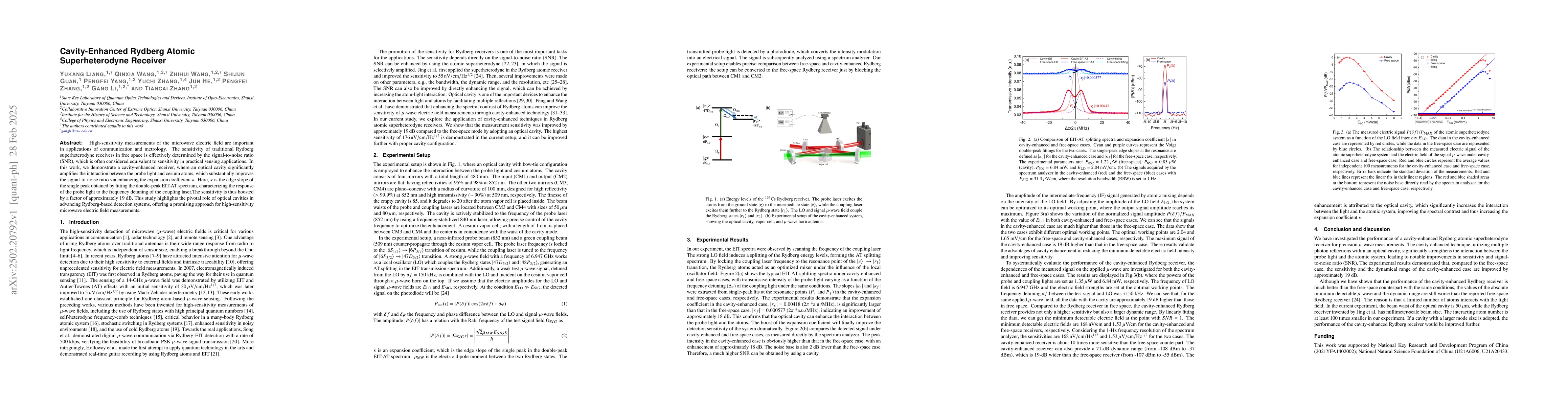 Thumbnail for Cavity-Enhanced Rydberg Atomic Superheterodyne Receiver