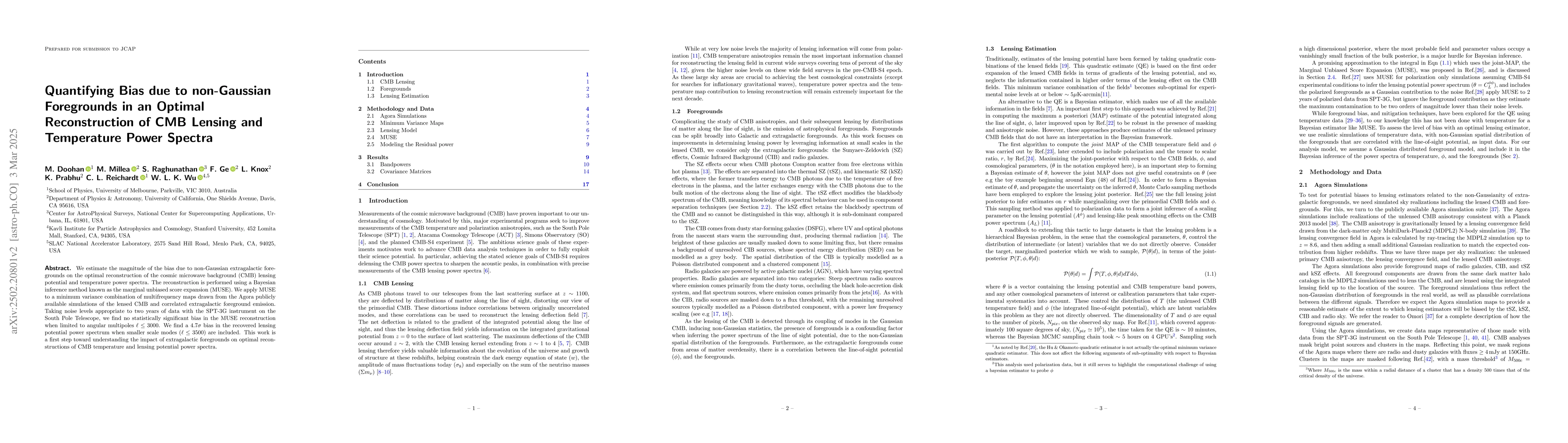 Thumbnail for Quantifying Bias due to non-Gaussian Foregrounds in an Optimal
  Reconstruction of CMB Lensing and Temperature Power Spectra