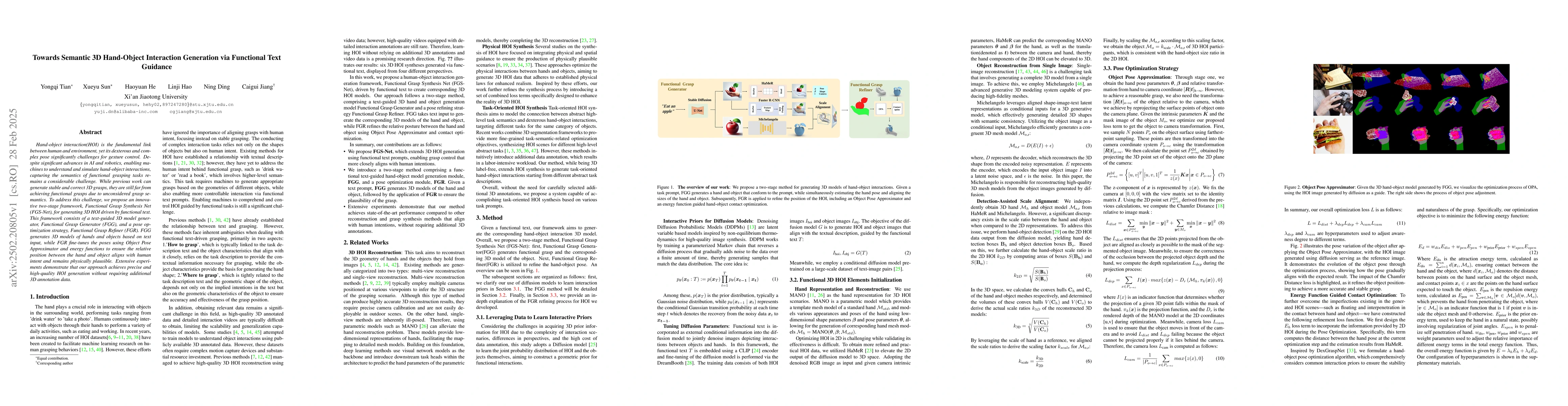 Thumbnail for Towards Semantic 3D Hand-Object Interaction Generation via Functional
  Text Guidance