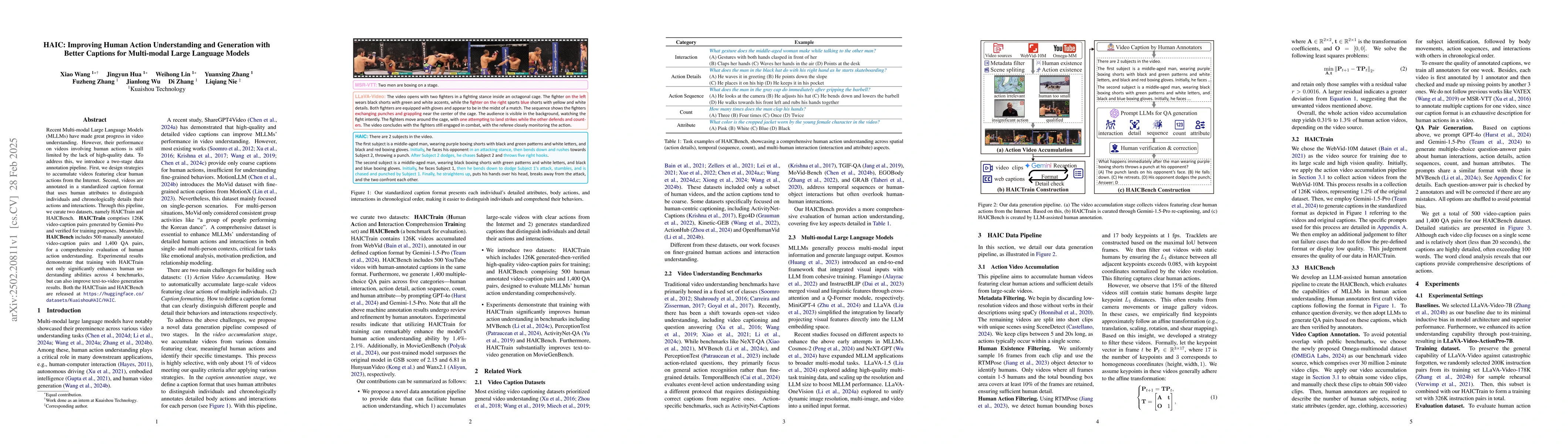 Thumbnail for HAIC: Improving Human Action Understanding and Generation with Better
  Captions for Multi-modal Large Language Models