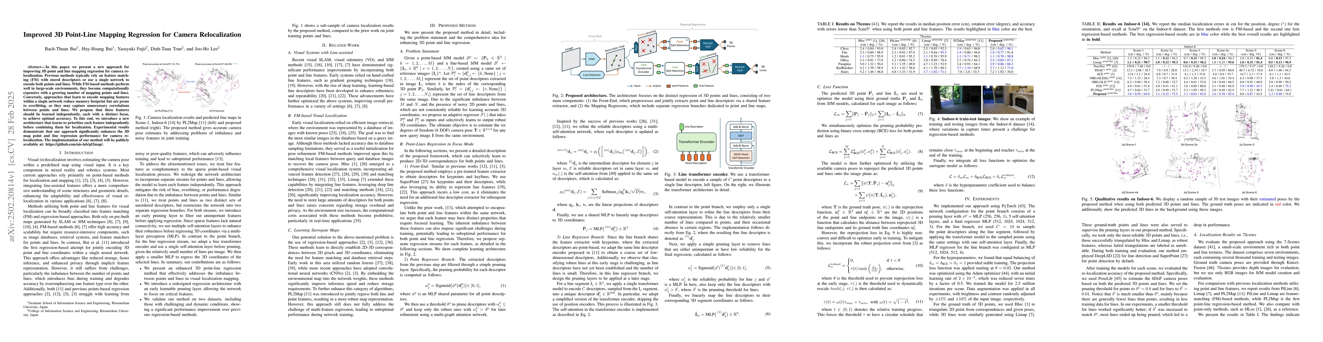Thumbnail for Improved 3D Point-Line Mapping Regression for Camera Relocalization