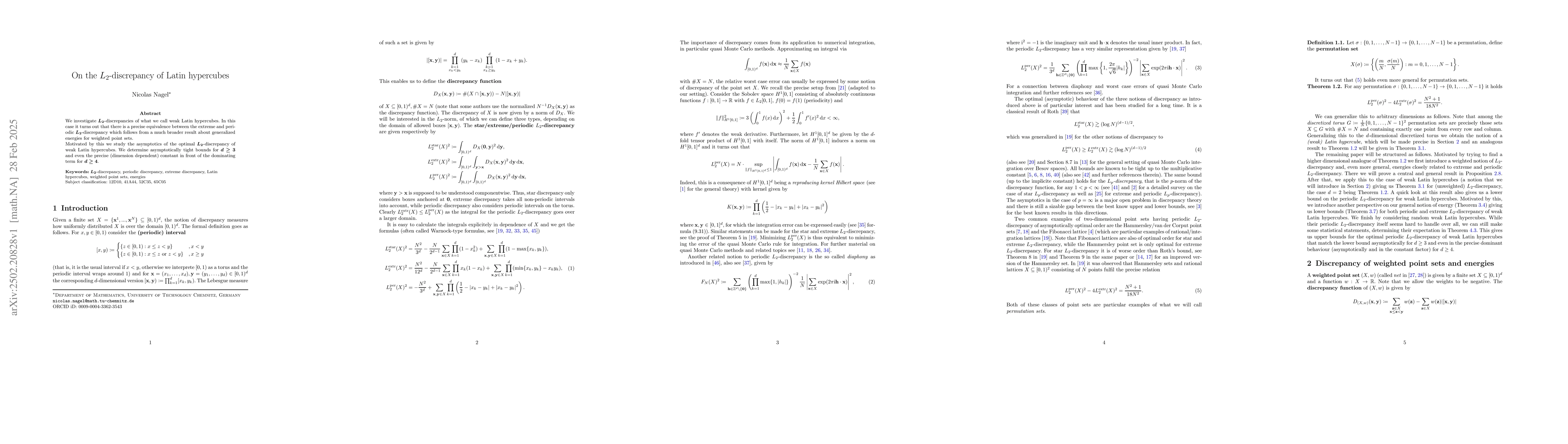 Thumbnail for On the $L_2$-discrepancy of Latin hypercubes