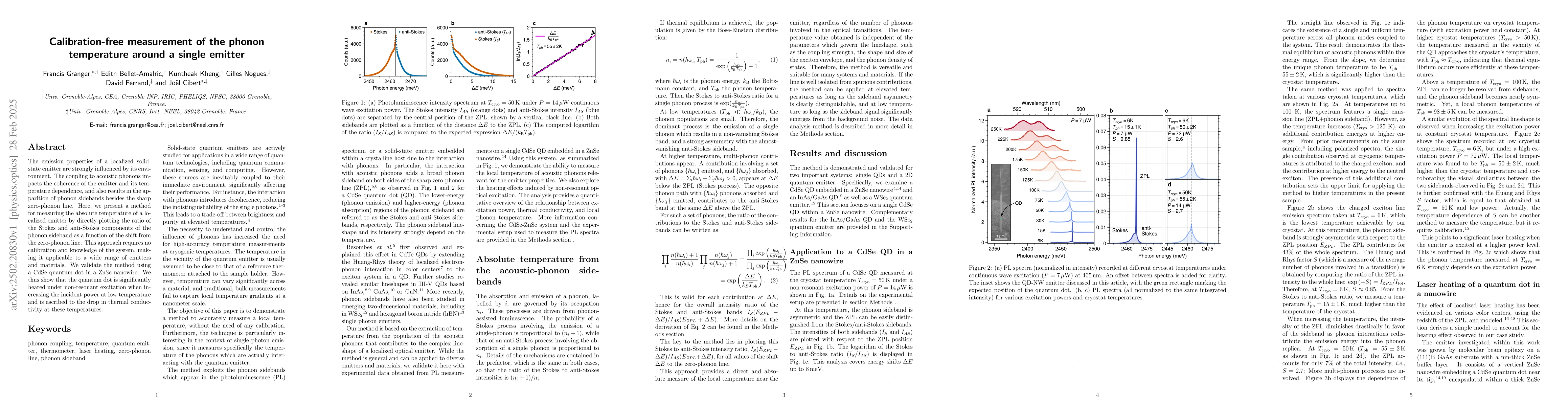 Thumbnail for Calibration-free measurement of the phonon temperature around a single
  emitter