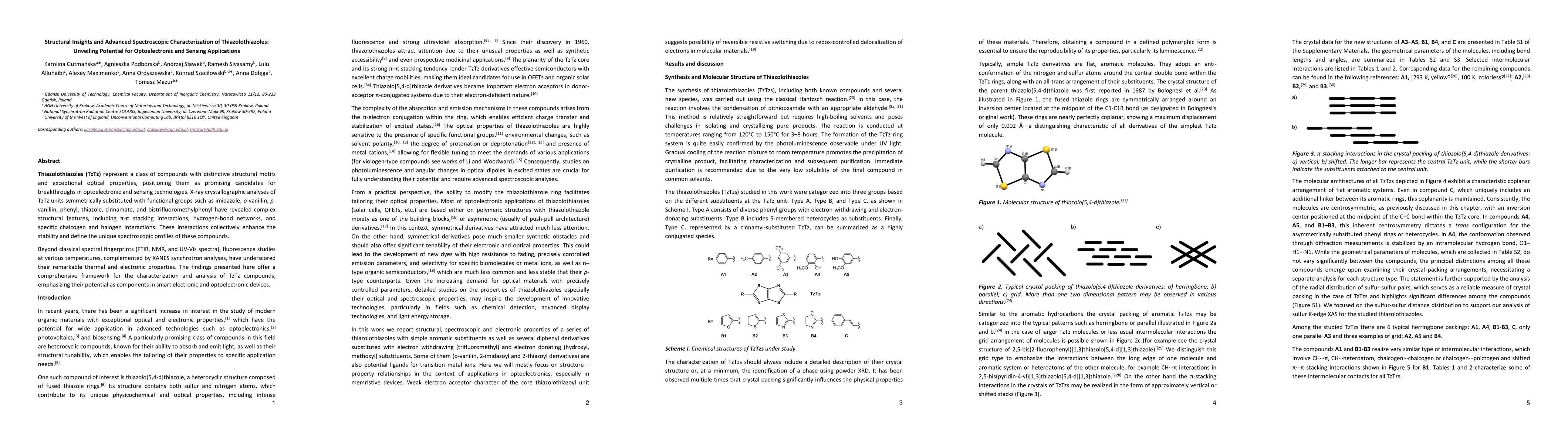 Thumbnail for Structural Insights and Advanced Spectroscopic Characterization of
  Thiazolothiazoles: Unveiling Potential for Optoelectronic and Sensing
  Applications