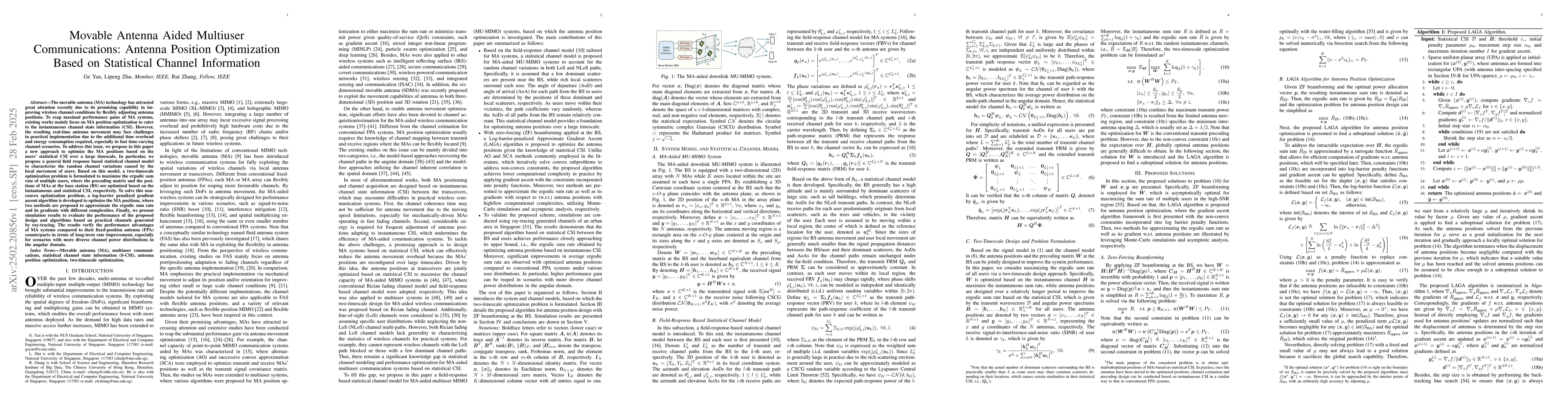 Thumbnail for Movable Antenna Aided Multiuser Communications: Antenna Position
  Optimization Based on Statistical Channel Information