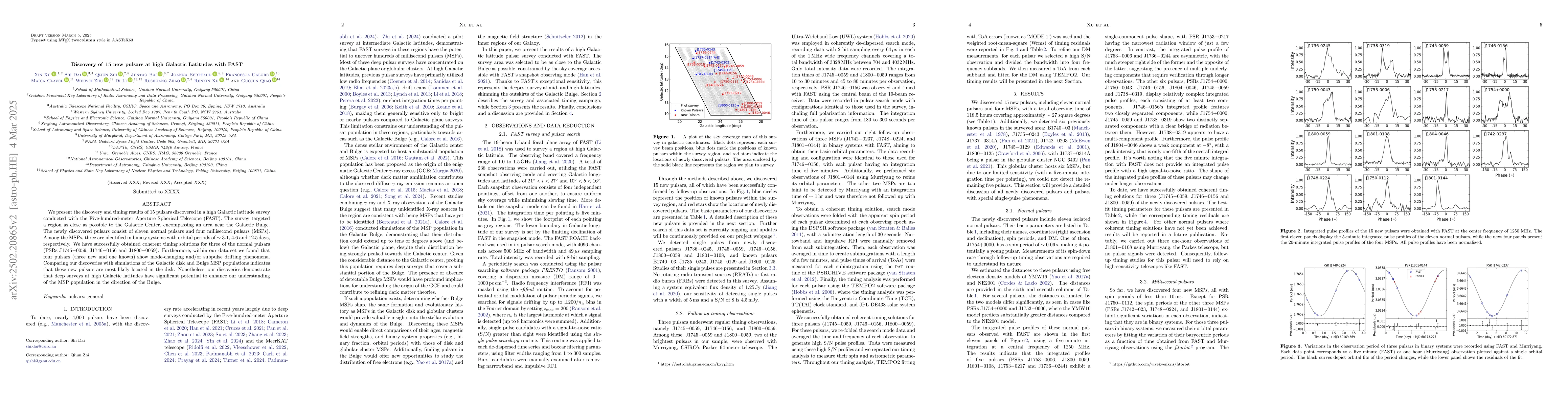 Thumbnail for Discovery of 15 new pulsars at high Galactic Latitudes with FAST