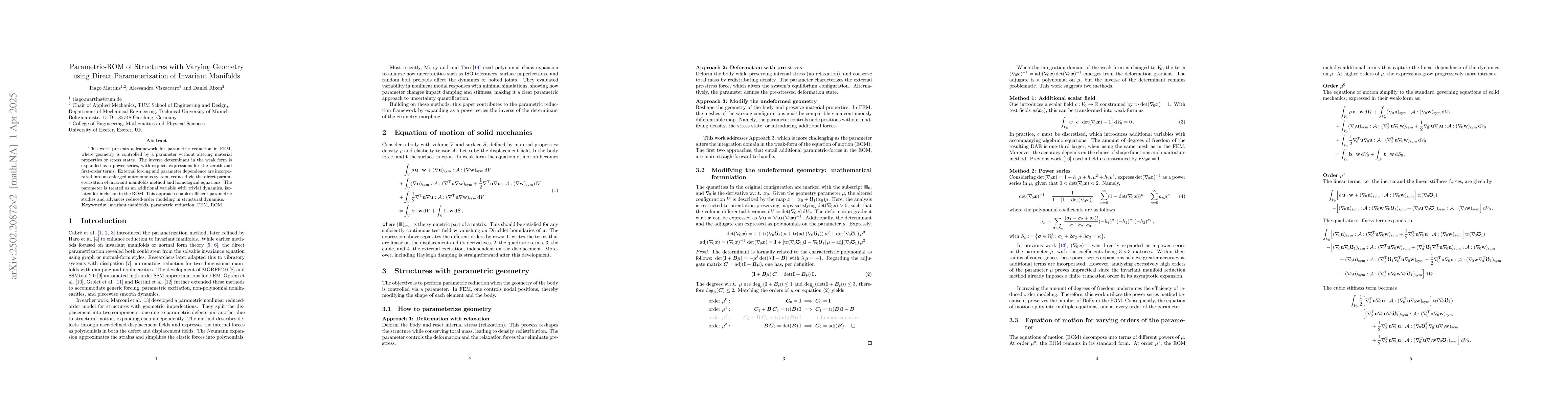 Thumbnail for Parametric-ROM of Structures with Varying Geometry using Direct
  Parameterization of Invariant Manifolds