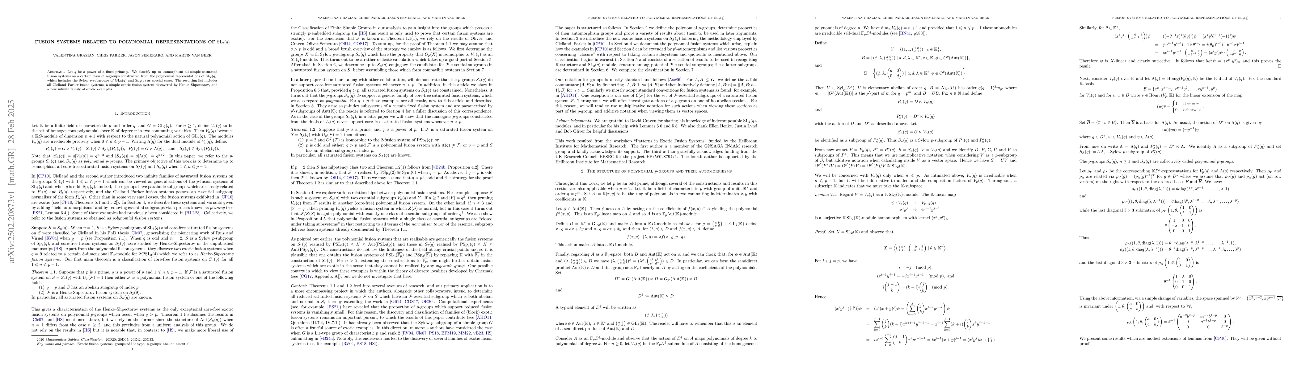 Thumbnail for Fusion systems related to polynomial representations of
  $\mathrm{SL}_2(q)$
