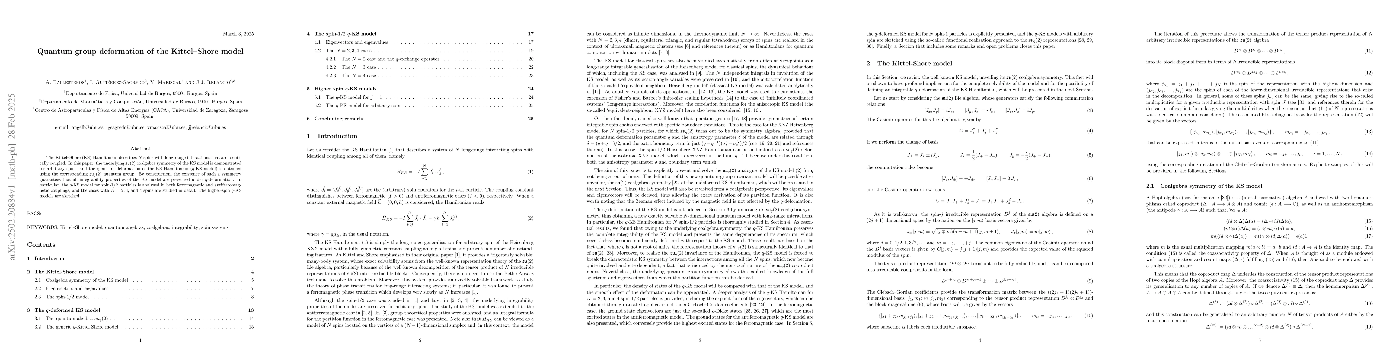 Thumbnail for Quantum group deformation of the Kittel--Shore model