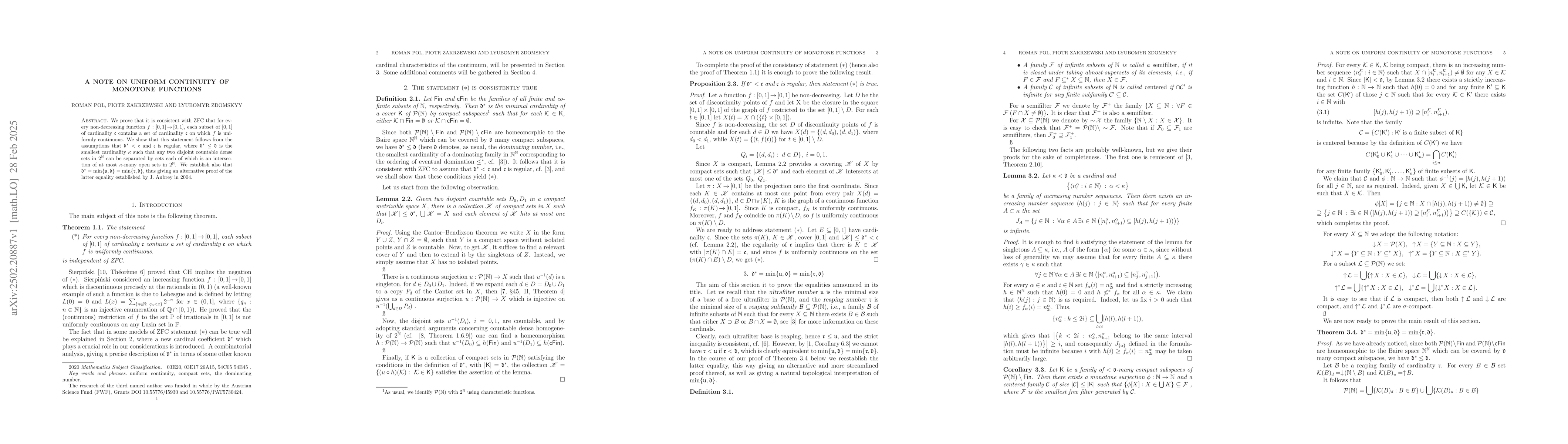 Thumbnail for A note on uniform continuity of monotone functions