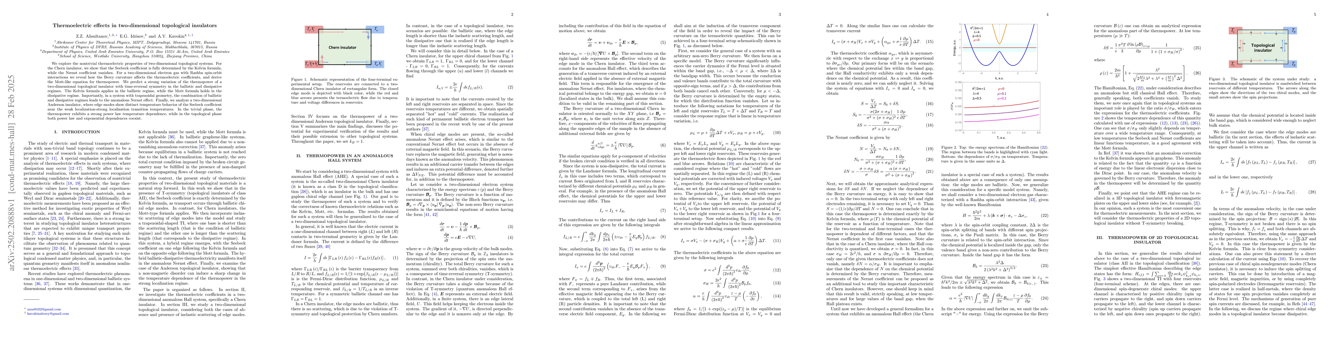 Thumbnail for Thermoelectric effects in two-dimensional topological insulators