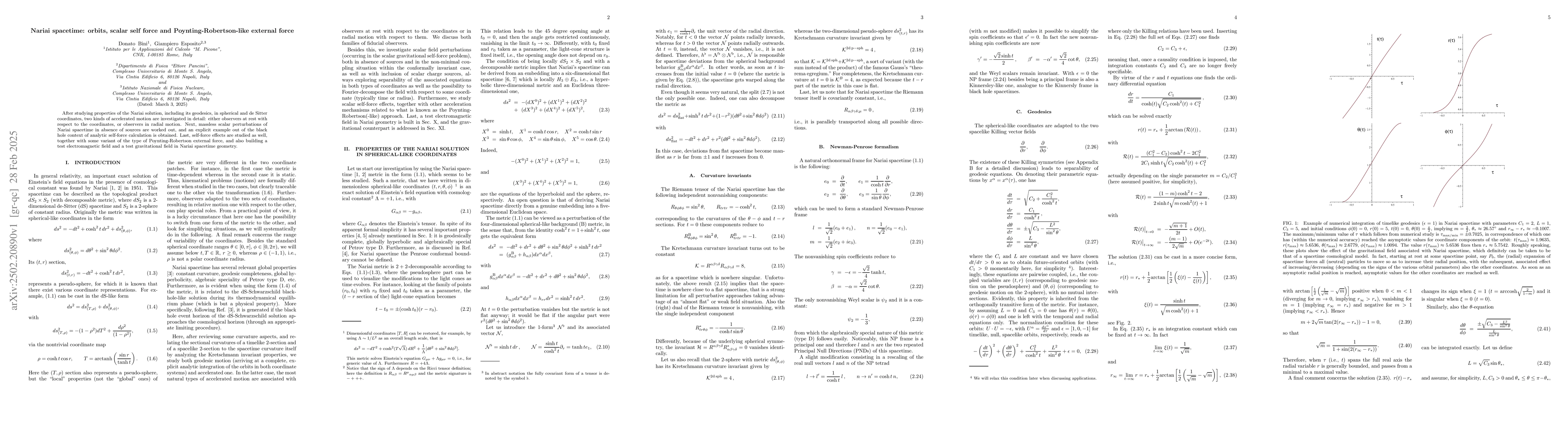 Thumbnail for Nariai spacetime: orbits, scalar self force and Poynting-Robertson-like
  external force