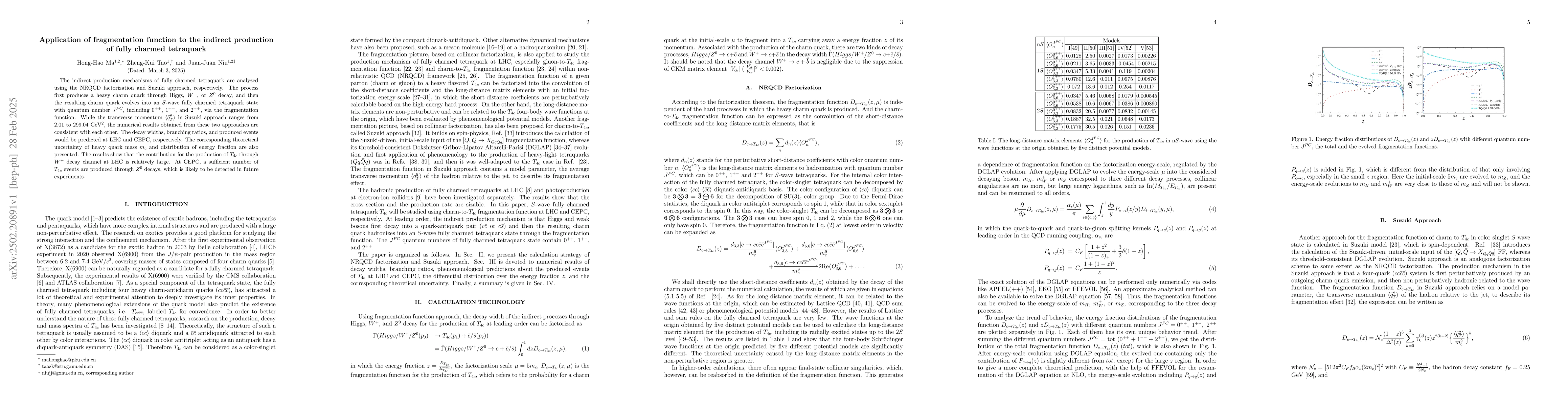 Thumbnail for Application of fragmentation function to the indirect production of
  fully charmed tetraquark