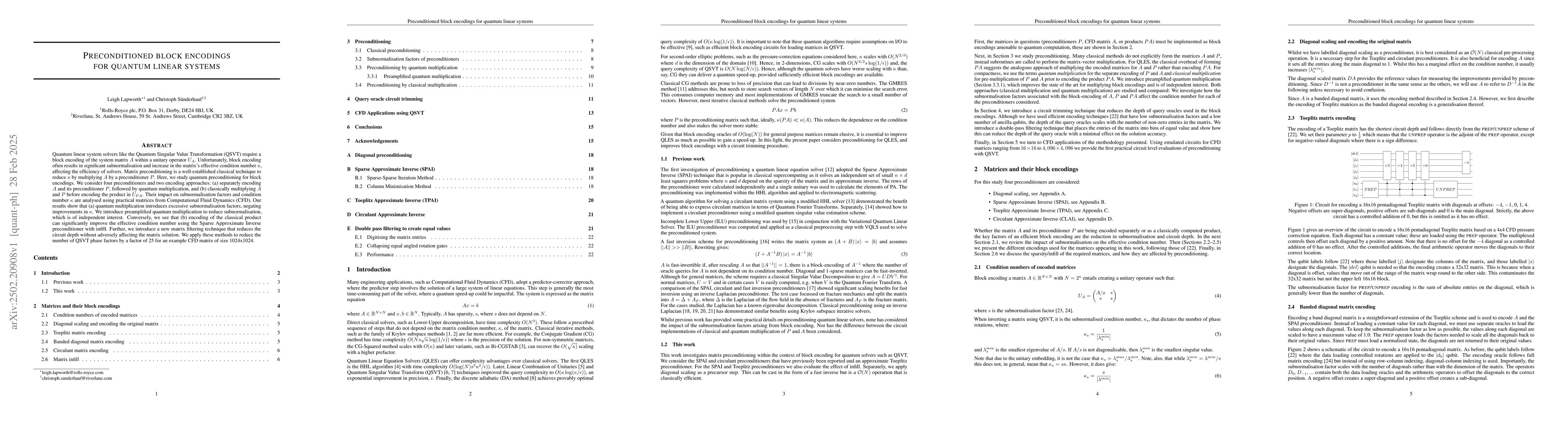 Thumbnail for Preconditioned Block Encodings for Quantum Linear Systems