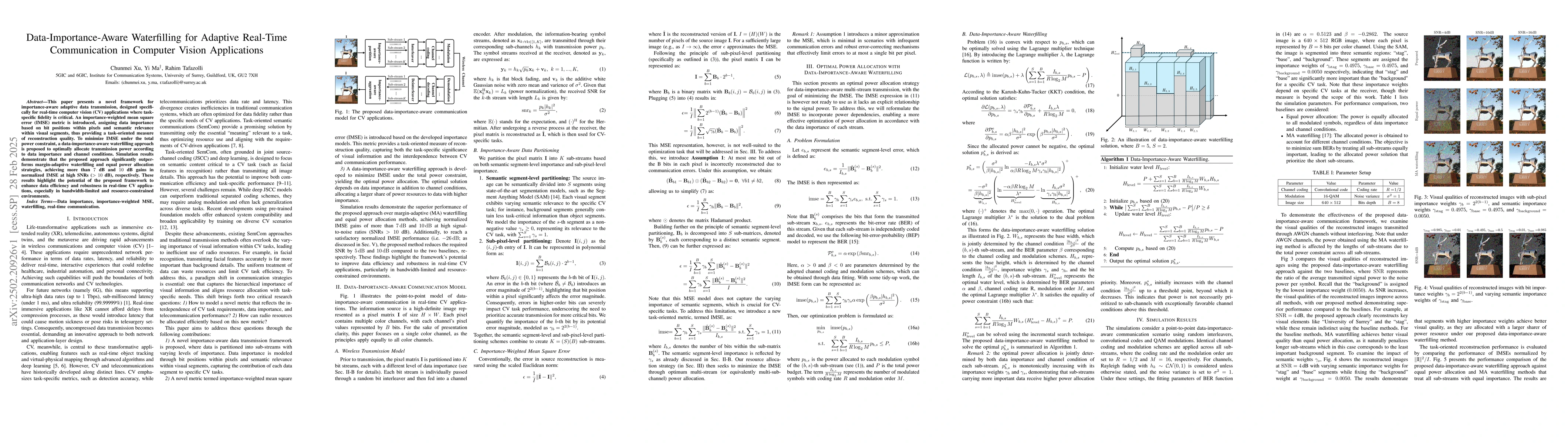 Thumbnail for Data-Importance-Aware Waterfilling for Adaptive Real-Time Communication
  in Computer Vision Applications