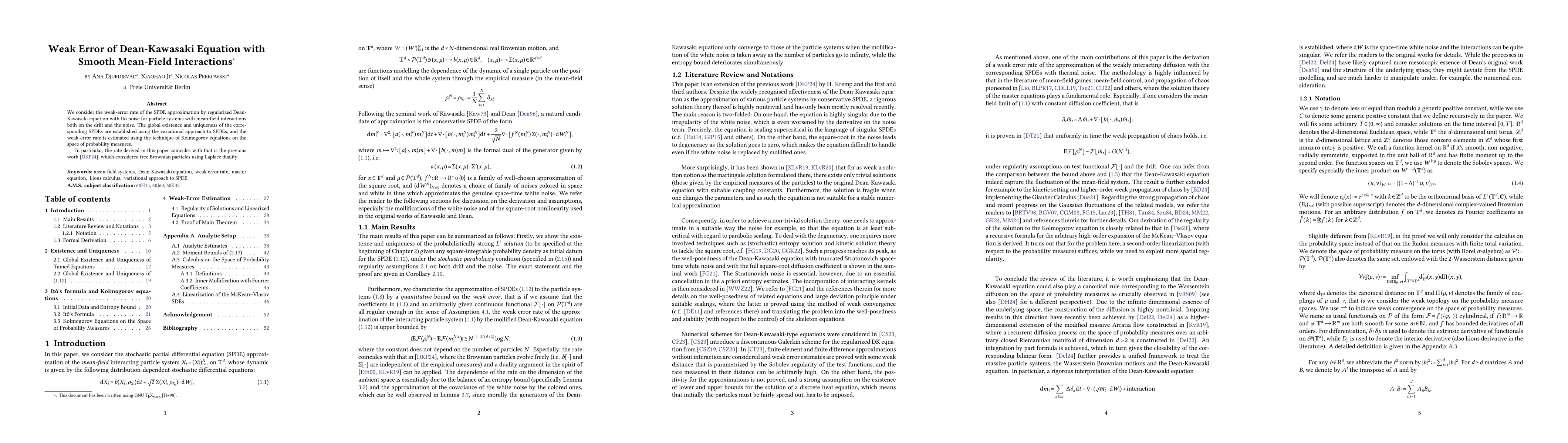 Thumbnail for Weak Error of Dean-Kawasaki Equation with Smooth Mean-Field Interactions