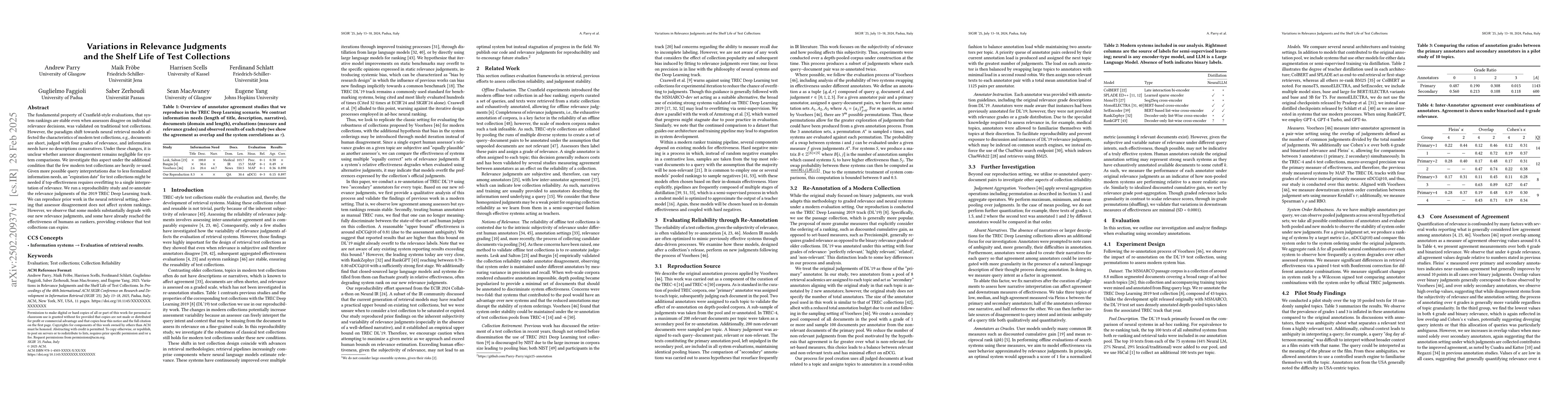 Thumbnail for Variations in Relevance Judgments and the Shelf Life of Test Collections