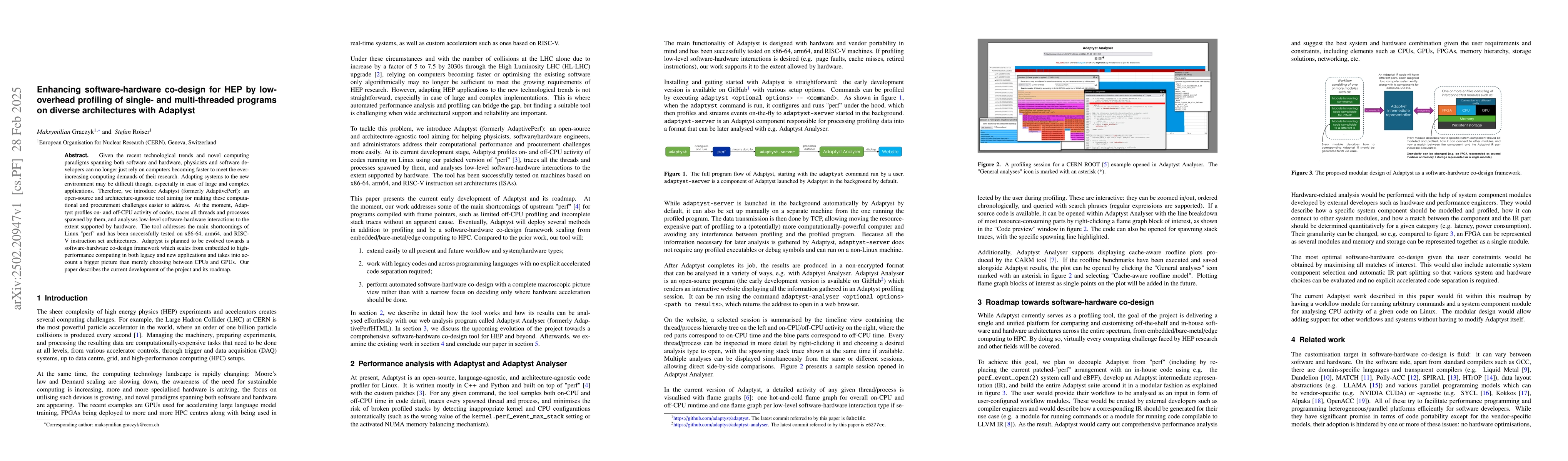 Thumbnail for Enhancing software-hardware co-design for HEP by low-overhead profiling
  of single- and multi-threaded programs on diverse architectures with Adaptyst