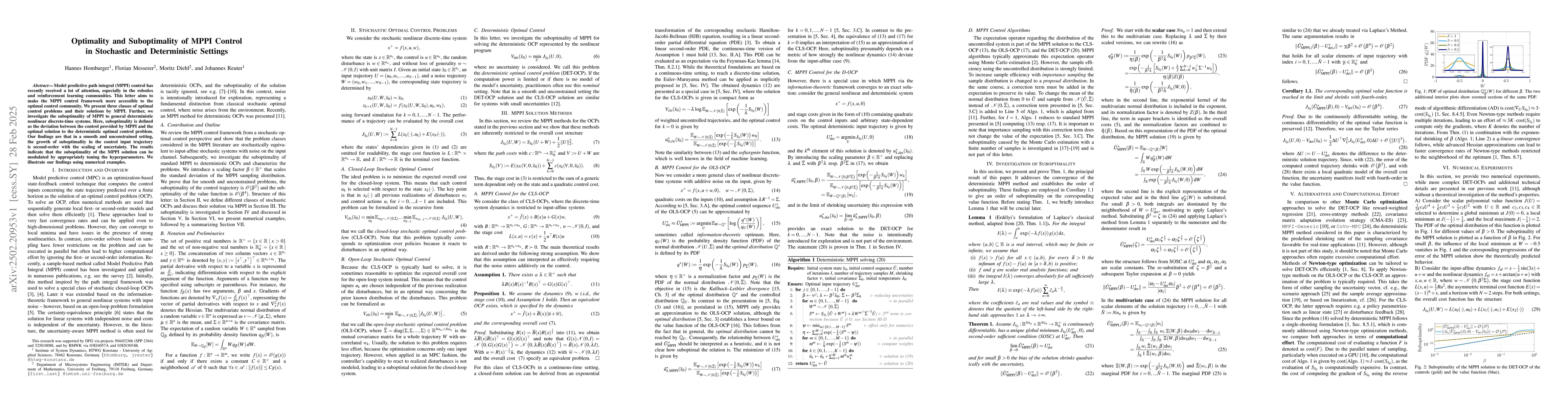 Thumbnail for Optimality and Suboptimality of MPPI Control in Stochastic and
  Deterministic Settings