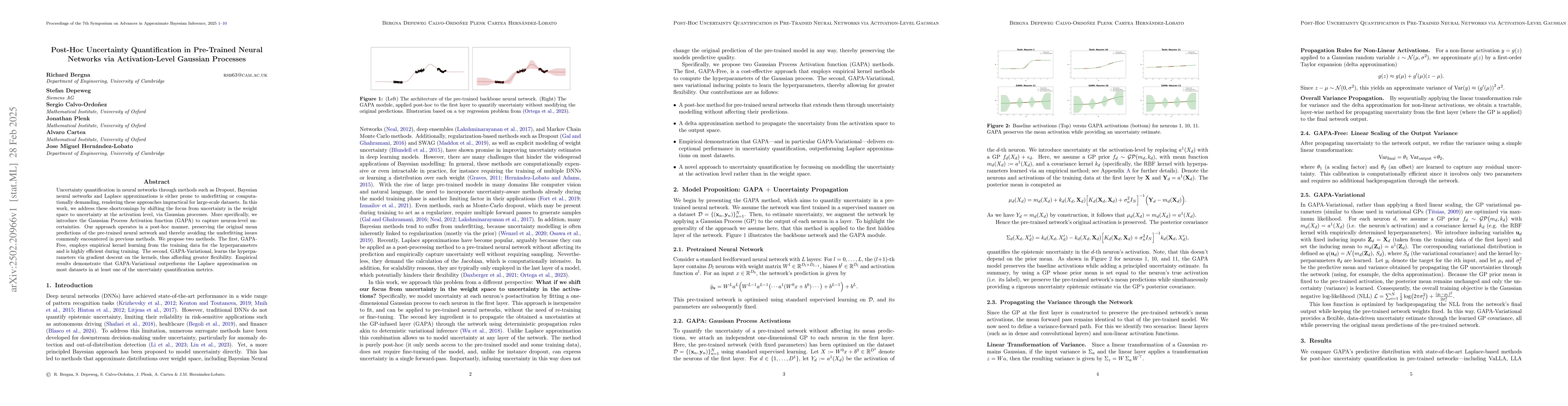 Thumbnail for Post-Hoc Uncertainty Quantification in Pre-Trained Neural Networks via
  Activation-Level Gaussian Processes